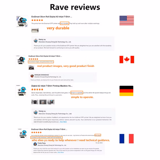 Erasmart Piccolo Desktop Digitale Tessuto Tessile Indumento A3 Dtf Stampante Pet Film Stampa a Trasferimento di Calore A Getto D'inchiostro Tshirt T